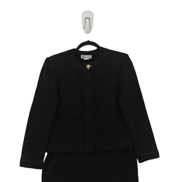 Linda Iki Women S Suit Set Black Knit Blazer Jacket Skirt Shimmer Hawaiian VTG - Picture 2 of 9